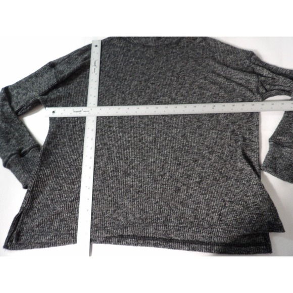 J. Crew Large Mock Turtle Neck Sweater Supersoft Black Marl Viscose Poly Comfy - Picture 6 of 9